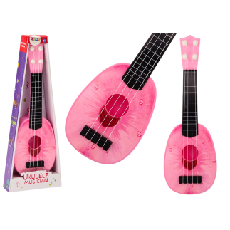 Ukulele dla dzieci mini gitara 4 struny motyw brzoskwini gitarka różowa 15″