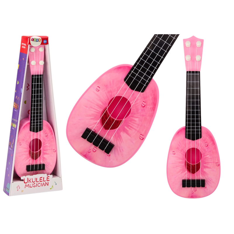 Różowe Ukulele dla Dzieci 4 Struny z Motywem Brzoskwini - EAN: 5905991015727