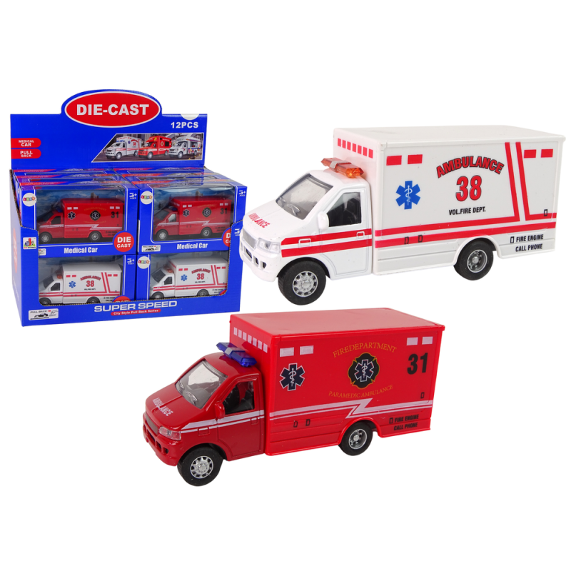 Auto pojazd ratunkowy ambulans napęd frykcyjny 2 kolory EAN: 5905323214989