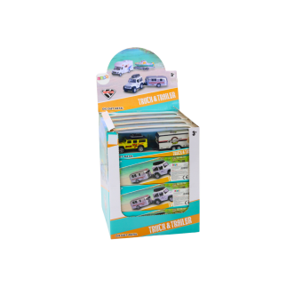 Autko terenowe z przyczepą kamperem napęd metalowe