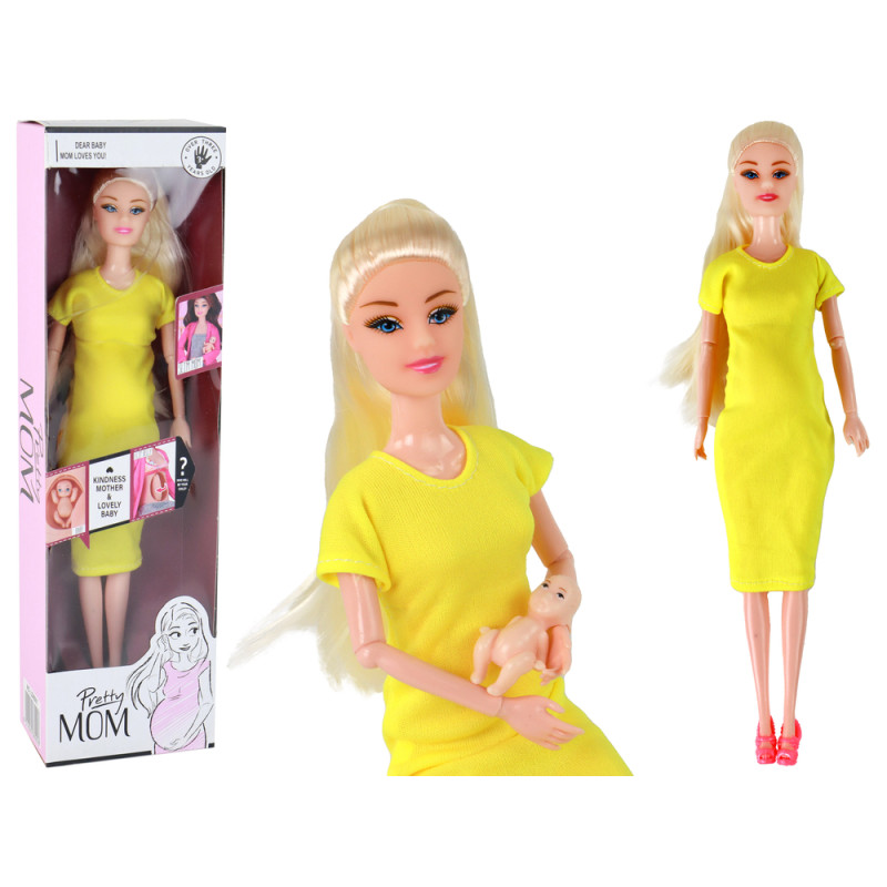 Lalka w ciąży Mama Dziecko Żółta 5905679072523