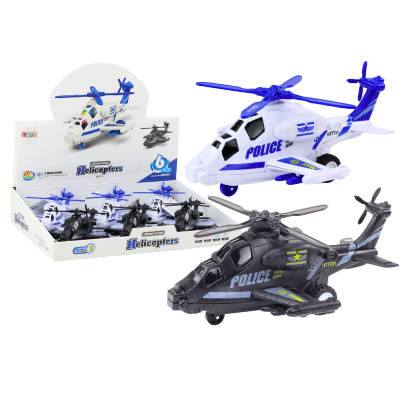 Helikopter Policyjny Biały lub Czarny z Napędem Frykcyjnym, Światłem i Dźwiękiem - EAN: 5905991015673
