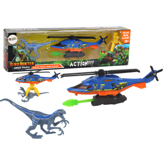 Helikopter śmigłowiec park dinozaurów zestaw niebieski dino park