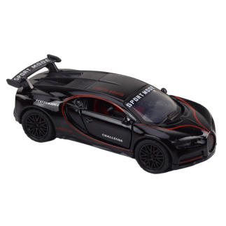 Metalowa figurka samochodu sportowego 1:32 z dźwiękami i spoilera, czarna - EAN: 5905991017455.