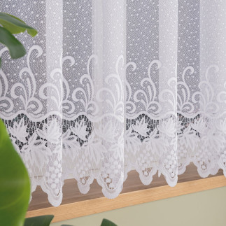 Firanka żakardowa ze wzorem pasowym, wysokość 160cm, kolor 001 biały