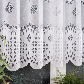 Firanka żakardowa ze wzorem pasowym, wysokość 130cm, kolor 001 biały