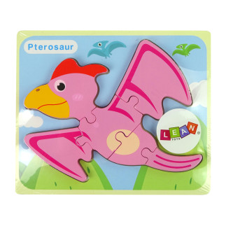 Drewniane puzzle dinozaur pterodaktyl różowy pliosaurs niebieski
