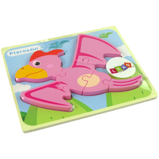 Drewniane puzzle dinozaur Pterodaktyl różowy i Pliosaurus niebieski EAN: 5904665991817