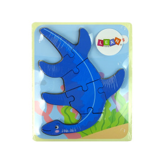 Drewniane puzzle dinozaur pterodaktyl różowy pliosaurs niebieski