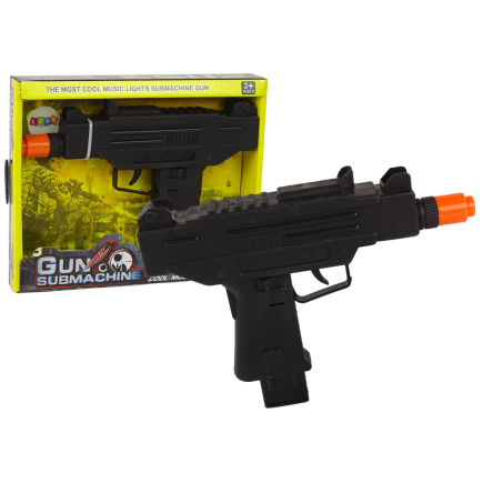 Pistolet czarny dla dzieci wibracje dźwięk