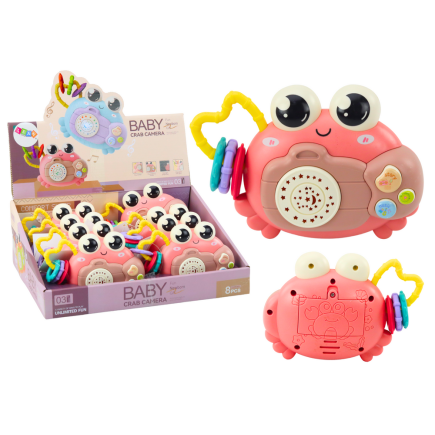 Krab aparat grzechotka projektor na baterie dźwięki różowy