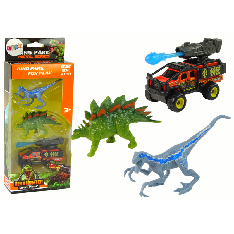 Zestaw Dinozaurów - Figurki i Niebieska Rakieta Auto + EAN 5905679074916