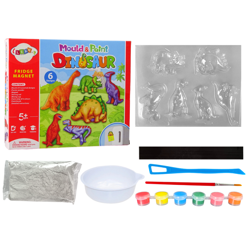 Zestaw DIY do malowania dinozaurów z gipsu i magnesów - EAN: 5905214975128