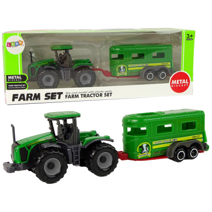Traktor z przyczepą zielony