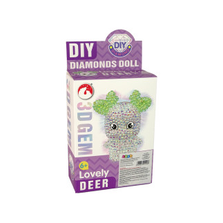 Zestaw diy diamentowy renifer diy kryształki brelok 3d biały