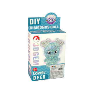 Zestaw diy diamentowy renifer diy kryształki brelok 3d niebieski
