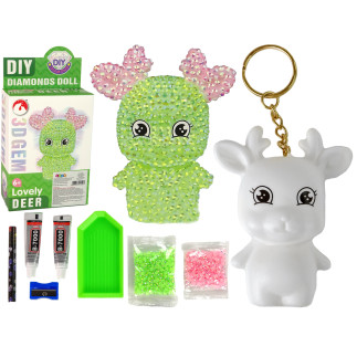 Zestaw diy diamentowy renifer diy kryształki brelok 3d zielony
