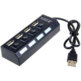 Ak228a Hub 4xUSB Aktywny z Wyłącznikami - EAN: 5907621810238