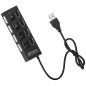 Ak228a Hub 4xUSB Aktywny z Wyłącznikami - EAN: 5907621810238