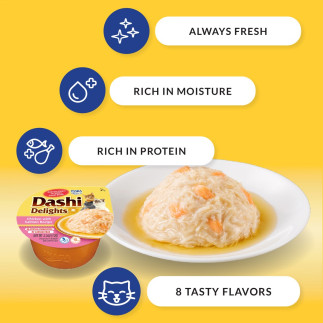Inaba dashi delights kurczak tuńczyk & przegrzebki 70g bulion dla kota