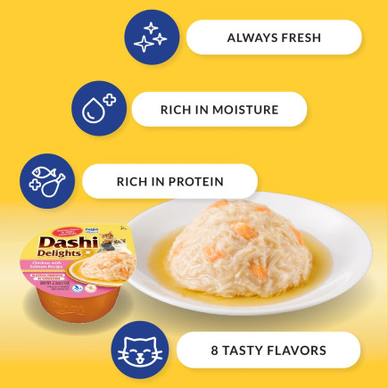 Inaba dashi delights kurczak tuńczyk & przegrzebki 70g bulion dla kota