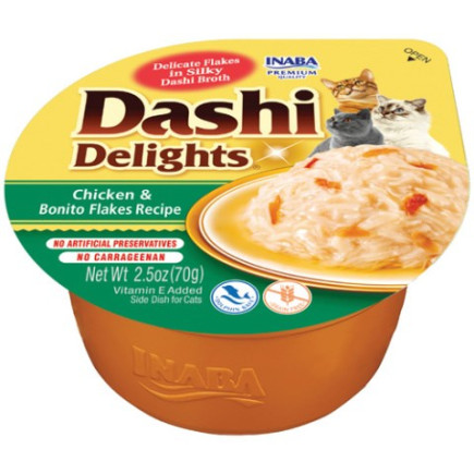 Inaba dashi delights kurczak z płatkami boni  70g bulion dla kota
