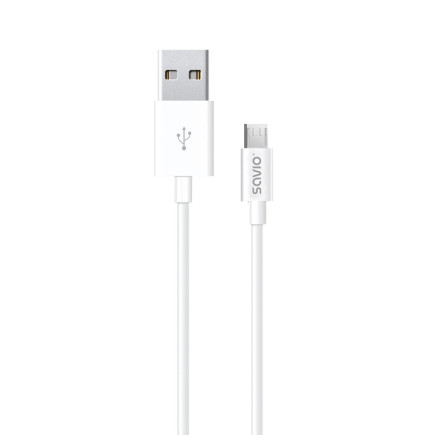 Kabel savio cl-124 (micro usb - usb 2.0 typu a   2m  kolor biały)