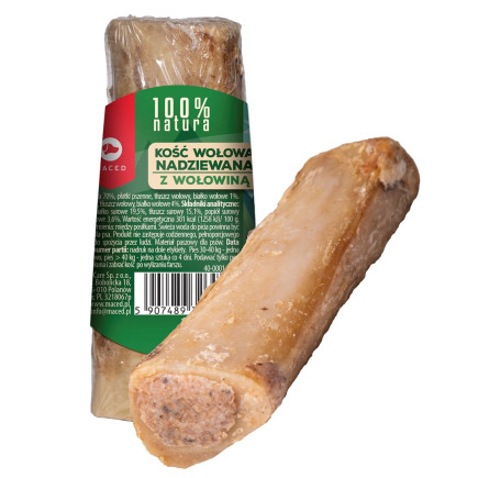Maced kość nadziewana z wołowiną 150g dla psa
