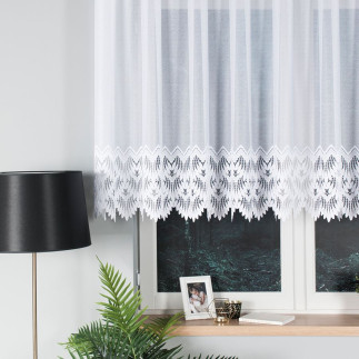 Firanka żakardowa ze wzorem na samym dole, wysokość 120cm, kolor 001 biały