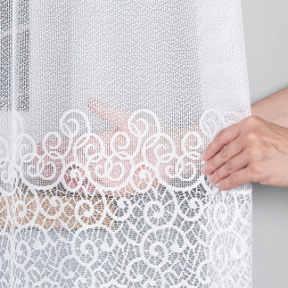 Violetta firanka żakardowa ze wzorem pasowym, wysokość 120cm, kolor 001 biały