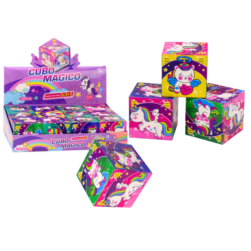 Magiczna kostka układanka edukacyjna jednorożce puzzle gra logiczna Magiczna kostka układanka edukacyjna jednorożce puzzle gra logiczna