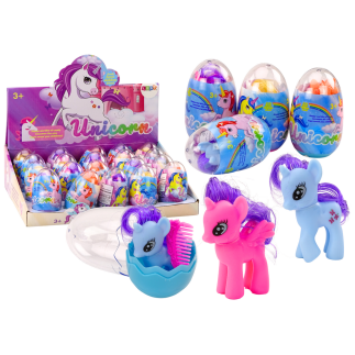 Figurka jednorożec w jajku kolorowy do czesania grzebień magiczne jajko mix