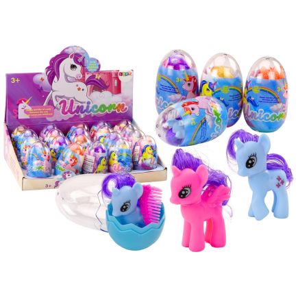 Figurka jednorożec w jajku kolorowy do czesania grzebień magiczne jajko mix