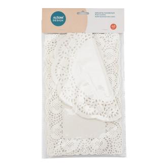 Kpl. 48 serwet pod ciasto papierowych (24x prostokątnych 19x30 cm, 24x okrągłych śr. 26,5 cm)