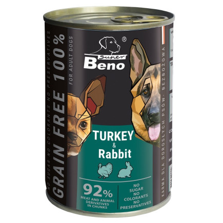 Super beno bez zbóż kąski indyk,królik w sosie 415g