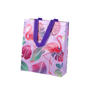 Torba prezentowa flamingi fioletowa 30,5cm x 24,5cm x 10cm