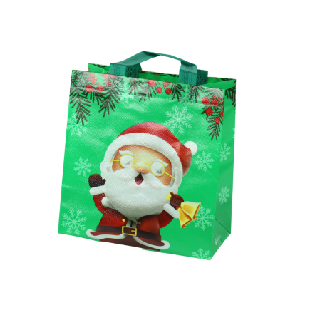 Torba prezentowa mikołaj zielona 23cm x 21,5cm x 11cm