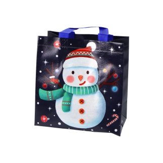 Torba prezentowa w ciemnym kolorze motyw bałwana 23cm x 21,5cm x 11cm