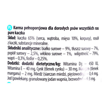 Dolina noteci premium pure bogata w kaczkę - mokra karma dla psa - 400g