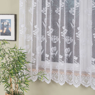 Firanka żakardowa ze wzorem po całości, wysokość 180cm, kolor 001 biały