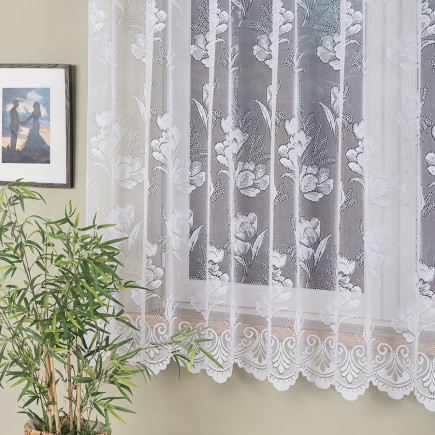 Firanka żakardowa ze wzorem po całości, wysokość 180cm, kolor 001 biały