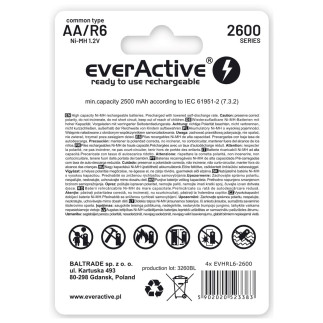 Zestaw akumulatorków everactive professional line evhrl6-2600 (2600mah   ni-mh)