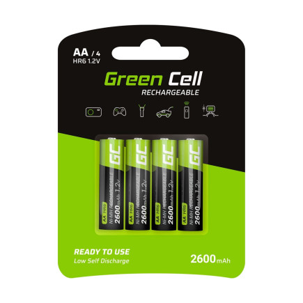 Green cell akumulatorki paluszki 4x aa r6 2600mah