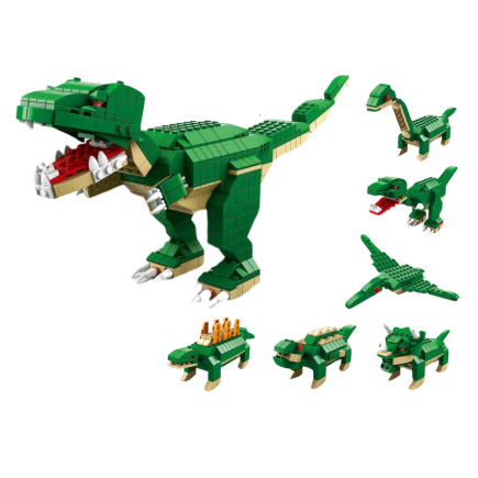 Klocki konstrukcyjne dinozaury 6w1 zestaw diy dinozaur 1000 ele.