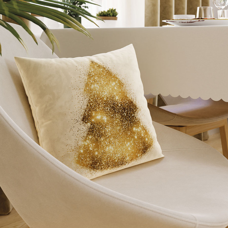 Brokatowa choinka poszewka dekoracyjna velvet 40x40cm beżowa EAN: 5906450011762