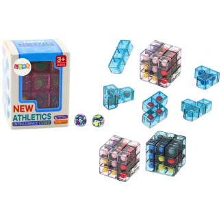 Klocki logiczne puzzle układanka kostka gra różowa