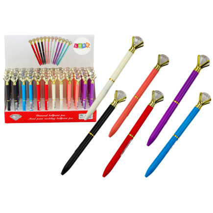 Długopis z diamentem niebieski wkład 0.7mm mix