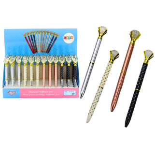 Długopis z diamentem w kropki niebieski wkład 0.7mm mix