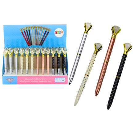 Długopis z diamentem w kropki niebieski wkład 0.7mm mix