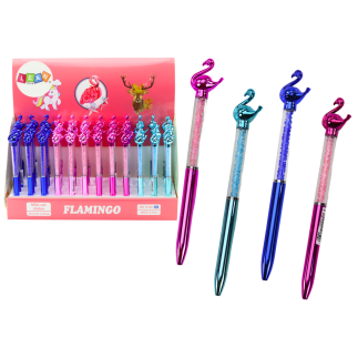 Długopis z flamingiem diamenciki niebieski wkład 0.7mm mix